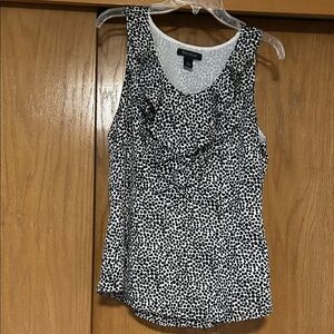 White House Black Market Black and White Polka Dot Tank Top silky